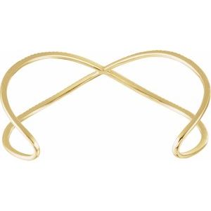 14K Yellow 3/4 CTW Natural Diamond Criss-Cross Cuff 7" Bracelet - BN & CO JEWELRY