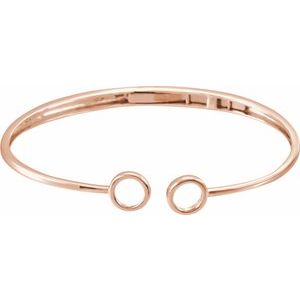 14K Rose Hinged Circle Cuff 7" Bracelet - BN & CO JEWELRY