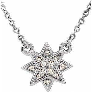 Sterling Silver .04 CTW Natural Diamond Star 16-18" 
 Necklace - BN & CO JEWELRY
