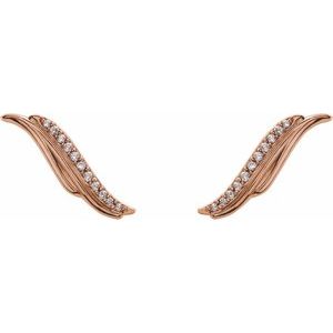 14K Rose .06 CTW Natural Diamond Ear Climbers - BN & CO JEWELRY