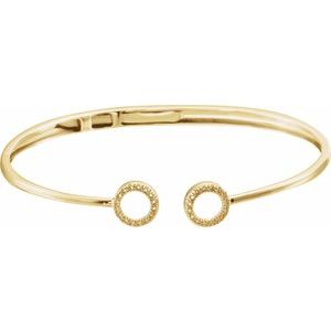14K Yellow 1/6 CTW Natural Diamond Circle Hinged Cuff 7" Bracelet - BN & CO JEWELRY
