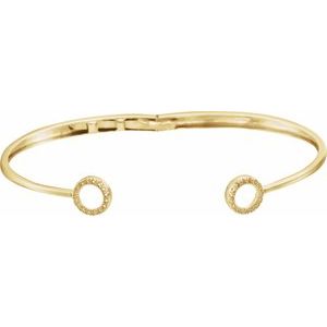 14K Yellow 1/6 CTW Natural Diamond Circle Hinged Cuff 7" Bracelet - BN & CO JEWELRY