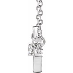 Sterling Silver 1/10 CTW Natural Diamond Sideways Cross 16-18" Necklace - BN & CO JEWELRY