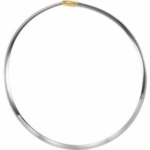 14K Yellow/White 6 mm Two-Tone Reversible Omega Chain 7" Bracelet - BN & CO JEWELRY