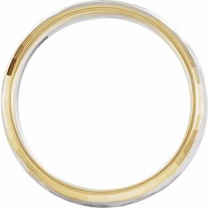 14K Yellow/White/Yellow 6 mm Flat Edge Band with Hammered Texture Size 10 - BN & CO JEWELRY