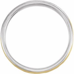 14K White/Yellow/White 6 mm Flat Edge Band with Hammered Texture & Milgrain Size 7 - BN & CO JEWELRY