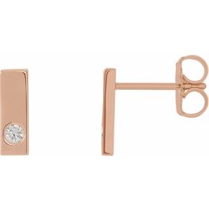 14K Rose .03 CTW Natural Diamond Bar Earring - BN & CO JEWELRY