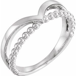 Sterling Silver Negative Space Beaded V Ring - BN & CO JEWELRY
