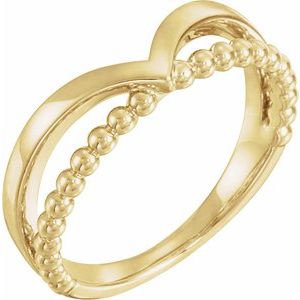 14K Yellow Negative Space Beaded V Ring - BN & CO JEWELRY