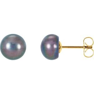 14K Yellow Cultured Black Freshwater Pearl Earrings - BN & CO JEWELRY