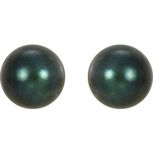 14K Yellow 5 mm Cultured Black Akoya Pearl Earrings - BN & CO JEWELRY