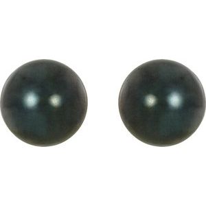 14K Yellow 7 mm Cultured Black Akoya Pearl Earrings - BN & CO JEWELRY