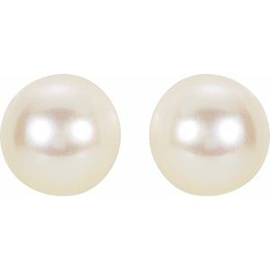 14K Yellow 6 mm Cultured White Akoya Pearl Earrings - BN & CO JEWELRY