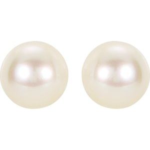 14K Yellow 5 mm Cultured White Akoya Pearl Earrings - BN & CO JEWELRY