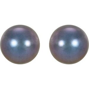 14K Yellow 6.5-7 mm Cultured Black Freshwater Pearl Earrings - BN & CO JEWELRY