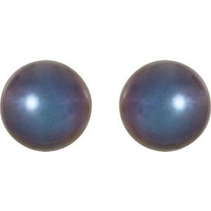 14K Yellow 5.5-6 mm Cultured Black Freshwater Pearl Earrings - BN & CO JEWELRY