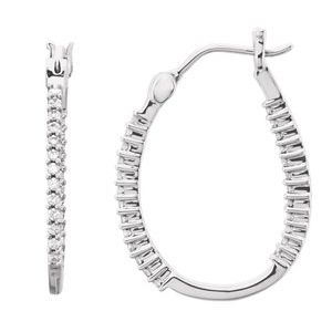 14K White 1/4 CTW Natural Diamond Inside-Outside Hoop Earrings - BN & CO JEWELRY