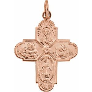 14K Rose 24.5x21.5 mm Four-Way Cross Medal - BN & CO JEWELRY