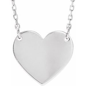 Sterling Silver 18x16.4 mm Heart 16-18" Necklace - BN & CO JEWELRY