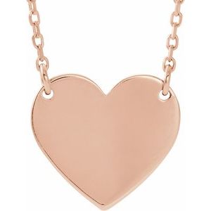 18K Rose Gold-Plated Sterling Silver Engravable 12x11 mm Heart 16-18" Necklace - BN & CO JEWELRY
