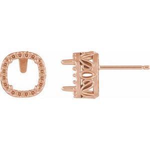 14K Rose 6x6 mm Cushion 4-Prong Halo-Style Earring - BN & CO JEWELRY