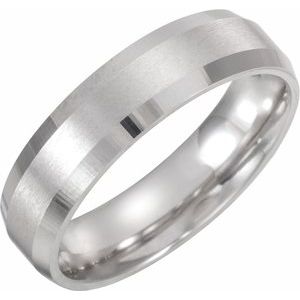 Platinum 5 mm Beveled-Edge Band with Satin Finish Size 9 - BN & CO JEWELRY