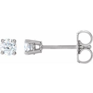 14K White 1/4 CTW Natural Diamond Stud Earrings with Friction Post - BN & CO JEWELRY