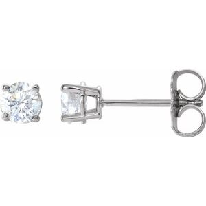 14K White 1/2 CTW Natural Diamond Stud Earrings with Friction Post - BN & CO JEWELRY