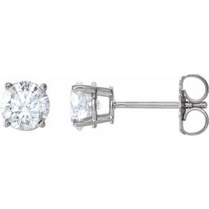 14K White 1 CTW Natural Diamond Stud Earrings with Friction Post - BN & CO JEWELRY