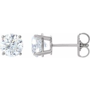 14K White 6 mm Stuller Lab-Grown Moissanite Stud Earrings with Friction Post - BN & CO JEWELRY