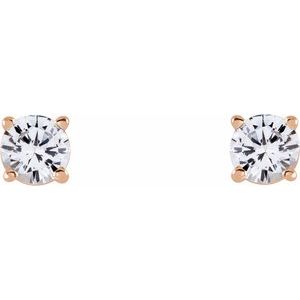 14K Rose 4 mm Stuller Lab-Grown Moissanite Stud Earrings with Friction Post - BN & CO JEWELRY