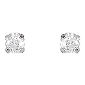 14K White Gold-Plated 14K Yellow 2 mm Imitation White Cubic Zirconia InvernessÂ® Piercing Earrings - BN & CO JEWELRY
