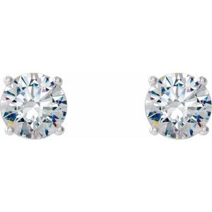 14K White 1 CTW Lab-Grown Diamond 4-Prong Stud Earrings - BN & CO JEWELRY