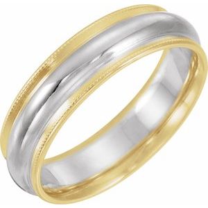 14K Yellow & White 6 mm Half Round Band with Milgrain Size 9 - BN & CO JEWELRY