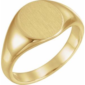 14K Yellow 12.5x10.5 mm Oval Signet Ring - BN & CO JEWELRY