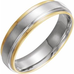 18K Yellow/White/Yellow 5.8 mm Flat Edge Comfort-Fit Band Size 9.5 - BN & CO JEWELRY