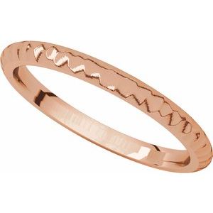 14K Rose 2 mm Half Round Band with Hammered Textured Size 5.5 - BN & CO JEWELRY