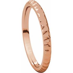 14K Rose 2 mm Half Round Band with Hammered Textured Size 5.5 - BN & CO JEWELRY