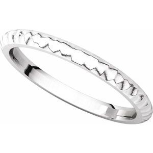 14K White 2 mm Half Round Band with Hammered Textured Size 7 - BN & CO JEWELRY