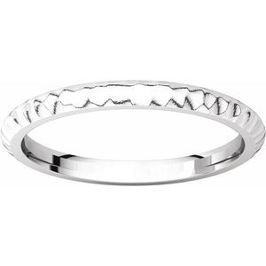 14K White 2 mm Half Round Band with Hammered Textured Size 7 - BN & CO JEWELRY