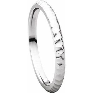 14K White 2 mm Half Round Band with Hammered Textured Size 7 - BN & CO JEWELRY