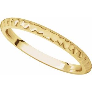 14K Yellow 2 mm Half Round Band with Hammered Textured Size 6.5 - BN & CO JEWELRY