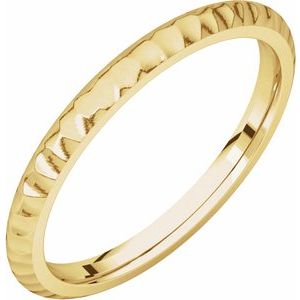 14K Yellow 2 mm Half Round Band with Hammered Textured Size 6.5 - BN & CO JEWELRY