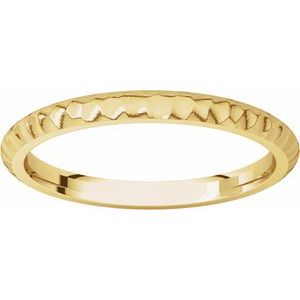14K Yellow 2 mm Half Round Band with Hammered Textured Size 8 - BN & CO JEWELRY