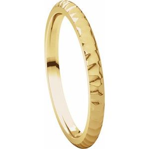14K Yellow 2 mm Half Round Band with Hammered Textured Size 6.5 - BN & CO JEWELRY