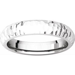 14K White 4 mm Half Round Band with Hammered Textured Size 9.5 - BN & CO JEWELRY