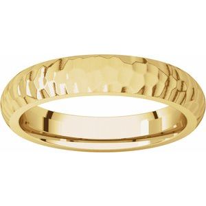 14K Yellow 4 mm Half Round Band with Hammered Textured Size 5.5 - BN & CO JEWELRY