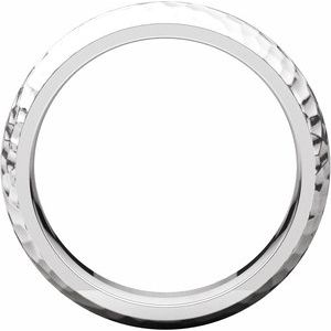 14K White 6 mm Half Round Band with Hammered Textured Size 10 - BN & CO JEWELRY