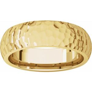 14K Yellow 6 mm Half Round Band with Hammered Textured Size 11 - BN & CO JEWELRY
