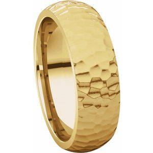 14K Yellow 6 mm Half Round Band with Hammered Textured Size 11 - BN & CO JEWELRY